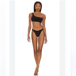HUNZA G LUNA NILE ONE-SHOULDER BIKINI SET IN BLACK NILE OS